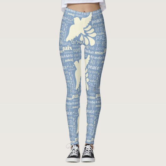 PEACE in veel talen, aangepaste kleuren-leggings Leggings (Voorkant)