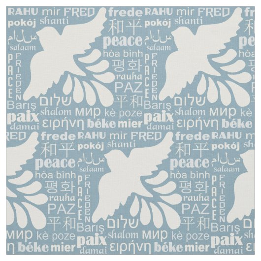 PEACE in veel talen, aangepaste kleurstof Stof (Swatch)