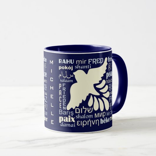 PEACE in veel talen, aangepaste mokken (Voorkant rechts)
