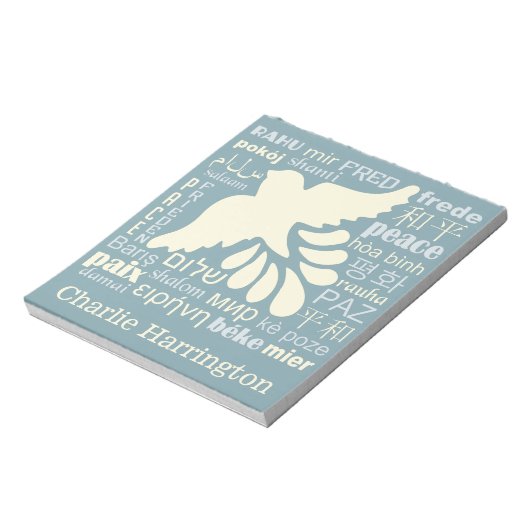 PEACE in veel talen, aangepaste notebooks Notitieblok (Linkerzijde)