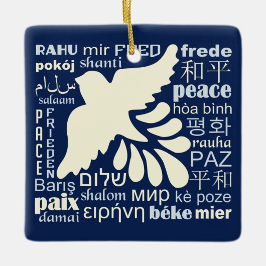 PEACE in veel talen, aangepaste versiering Keramisch Ornament (Voorkant)