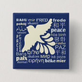 PEACE in veel talen, knop Vierkante Button 5,1 Cm (Voorkant)