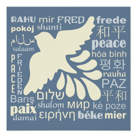 PEACE in veel talen poster (Voorkant)