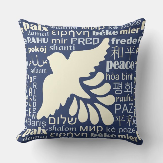 PEACE in veel talen werpt kussens op (Voorkant)