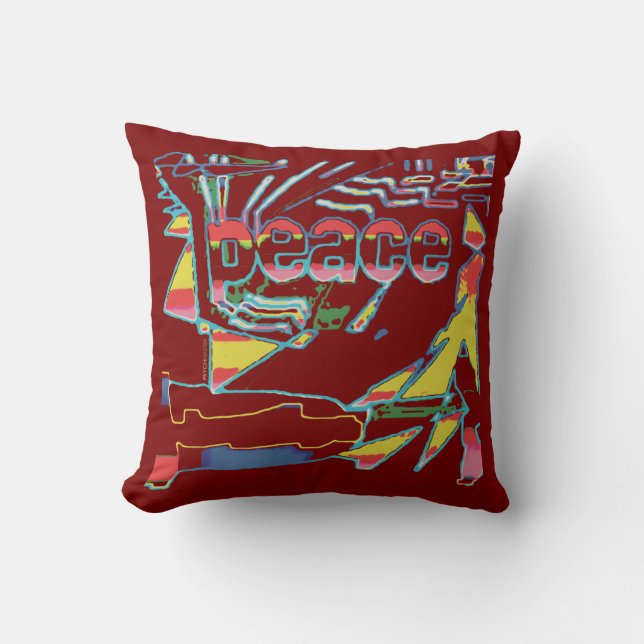 "Peace" Inspirational Burgundy Yellow Southwest  Kussen (Voorkant)