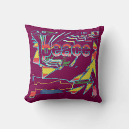 "Peace" Inspirerend Rood Geel op Wine Southwest Kussen
