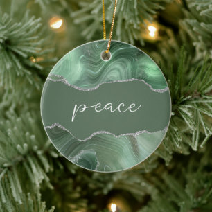 Peace Inspirerend Word Sage Silver Agate Keramisch Ornament
