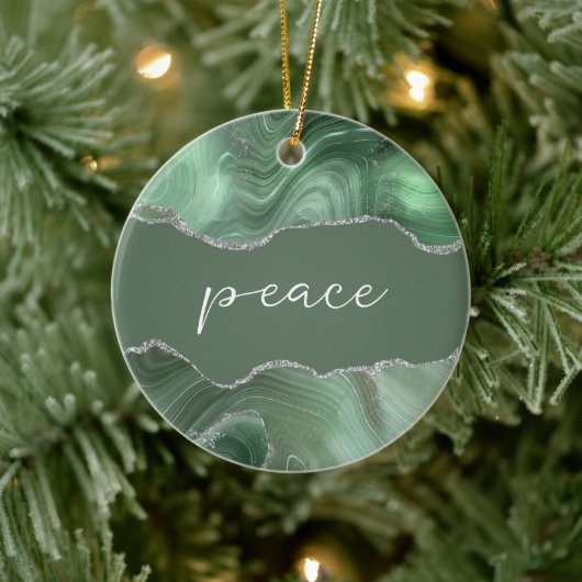 Peace Inspirerend Word Sage Silver Agate Keramisch Ornament (Boom)