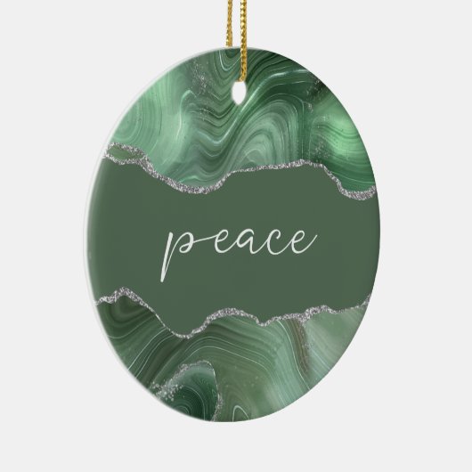 Peace Inspirerend Word Sage Silver Agate Keramisch Ornament (Rechts)