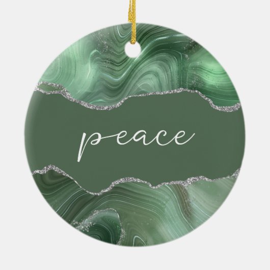 Peace Inspirerend Word Sage Silver Agate Keramisch Ornament (Achterkant)