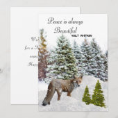 Peace is Mooie Christmas Fox Flat Vakantie Kaart (Voorkant / Achterkant)