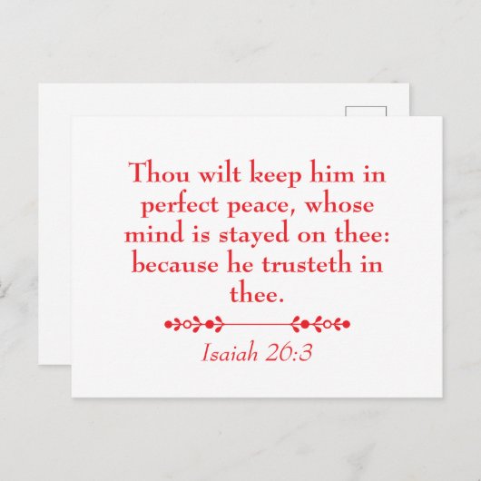  Peace Isaiah 26:3 Christian Scripture Briefkaart (Voorkant / Achterkant)