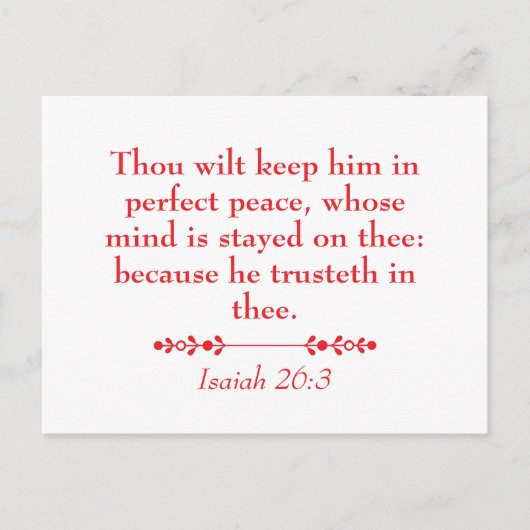 Peace Isaiah 26:3 Christian Scripture Briefkaart (Voorkant)
