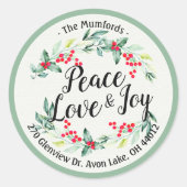 Peace Jose & Love Kerstmis Fijne nieuwjaarstoespra Ronde Sticker (Voorkant)