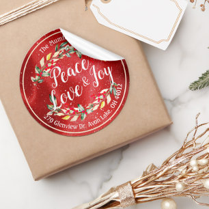 Peace Jose & Love Kerstmis Fijne nieuwjaarstoespra Ronde Sticker