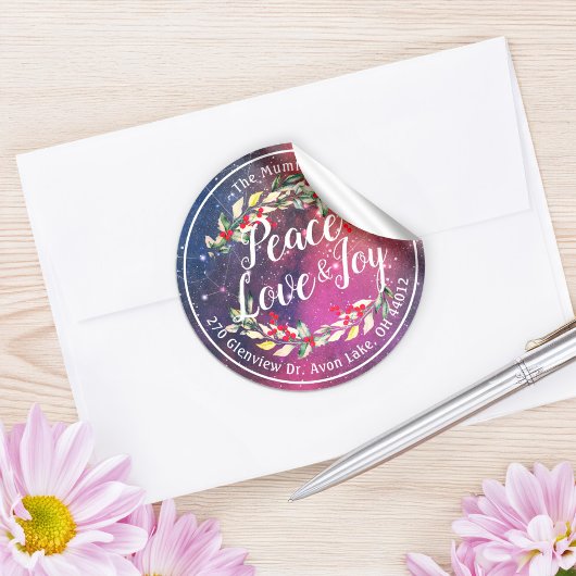 Peace Jose & Love Kerstmis Fijne nieuwjaarstoespra Ronde Sticker