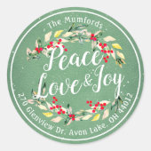 Peace Jose & Love Kerstmis Fijne nieuwjaarstoespra Ronde Sticker (Voorkant)