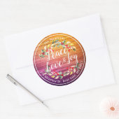 Peace Jose & Love Kerstmis Fijne nieuwjaarstoespra Ronde Sticker (Envelop)