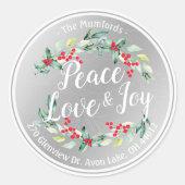 Peace Jose & Love Kerstmis Fijne nieuwjaarstoespra Ronde Sticker (Voorkant)