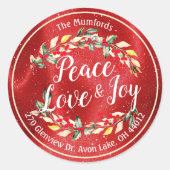 Peace Jose & Love Kerstmis Fijne nieuwjaarstoespra Ronde Sticker (Voorkant)
