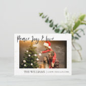 Peace joy and Love Cute Photo Merry Kerstry Feestdagenkaart (Staand voorkant)