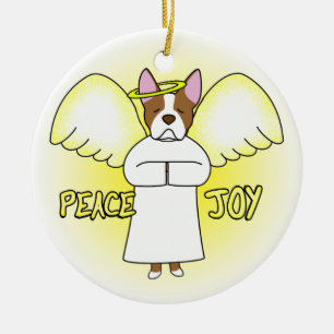 Peace Joy Angel Boston Terrier Kerstornament Keramisch Ornament