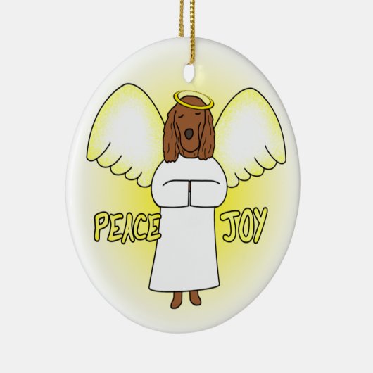 Peace Joy Angel Irish Setter kerstversiering Keramisch Ornament (Rechts)
