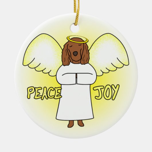 Peace Joy Angel Irish Setter kerstversiering Keramisch Ornament (Voorkant)