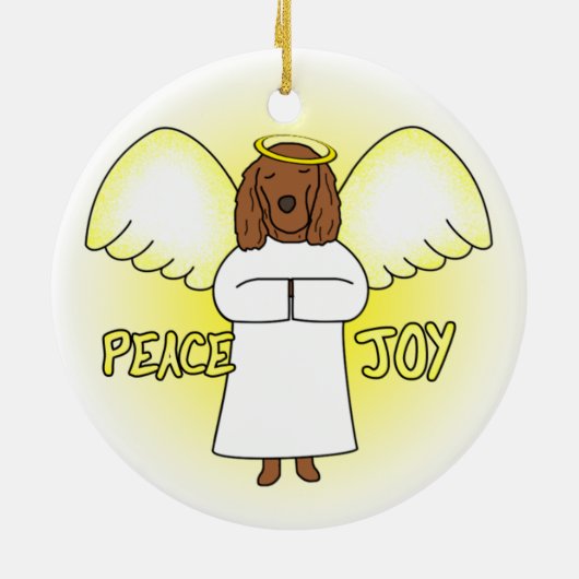 Peace Joy Angel Irish Setter kerstversiering Keramisch Ornament (Achterkant)