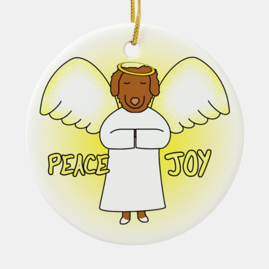 Peace Joy Angel Toller kerstversiering Keramisch Ornament (Voorkant)