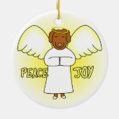 Peace Joy Angel Toller kerstversiering Keramisch Ornament (Achterkant)
