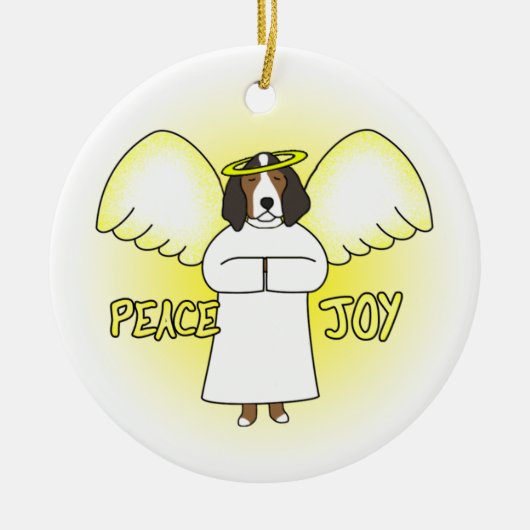 Peace Joy Angel Treeing Walker Coonhound Kerstmis Keramisch Ornament (Voorkant)