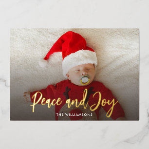 Peace Joy Baby Fotoscript Custom Christmas Folie Feestdagenkaart