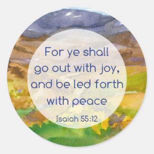 Peace Joy Bible Verse Isaiah 55 12 bergen Ronde Sticker