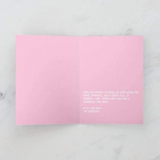 Peace Joy & Catnip Funny Cat Retro Christmas Photo Feestdagen Kaart (Binnen)