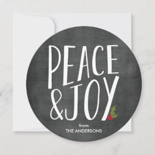 Peace & Joy Chalkboard Round Holiday Kaart