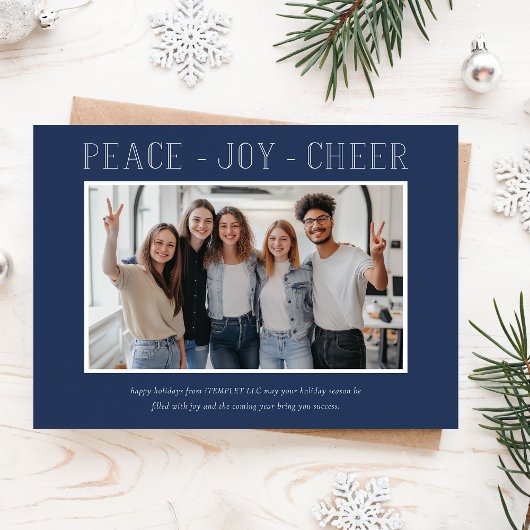 Peace Joy Cheer Business Team Foto Feestdagenkaart