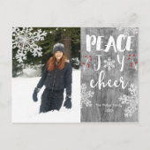 Peace Joy Cheer Silver Sneeuwvlok Vakantie Foto Feestdagenkaart (Voorkant)