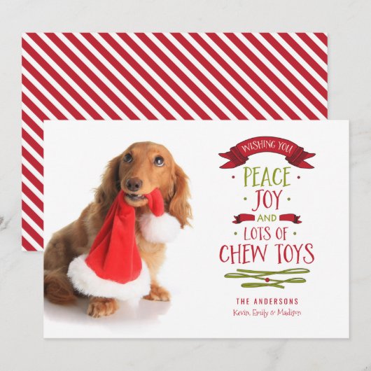 Peace Joy & Chew Toys Holiday Pet Dog-fotokaart Feestdagenkaart (Voorkant / Achterkant)