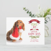 Peace Joy & Chew Toys Holiday Pet Dog-fotokaart Feestdagenkaart (Staand voorkant)