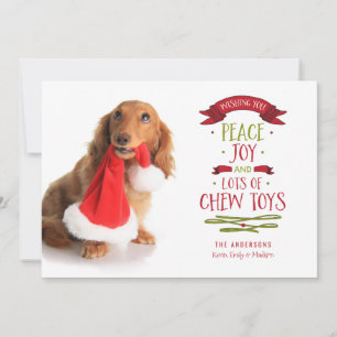 Peace Joy & Chew Toys Holiday Pet Dog-fotokaart Feestdagenkaart