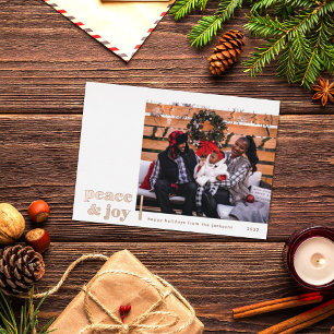 Peace & Joy Corner Moderne Folie Photo Holiday Car Feestdagenkaart