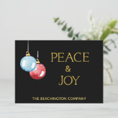 *~* PEACE + JOY Corporate Ornament Holiday Card (Staand voorkant)