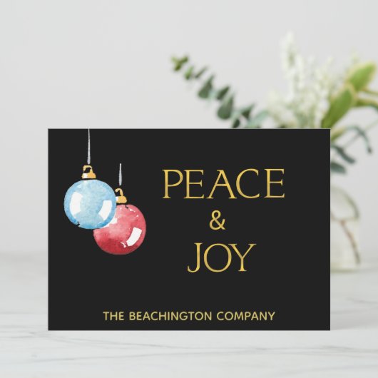 *~* PEACE + JOY Corporate Ornament Holiday Card (Staand voorkant)