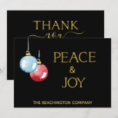 *~* PEACE + JOY Corporate Ornament Holiday Card (Voorkant / Achterkant)