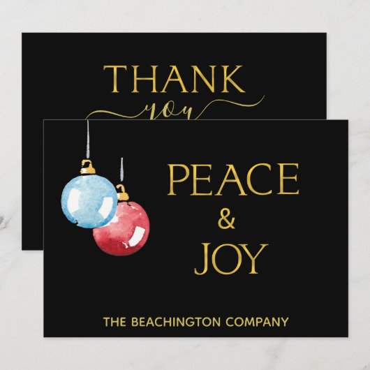 *~* PEACE + JOY Corporate Ornament Holiday Card (Voorkant / Achterkant)