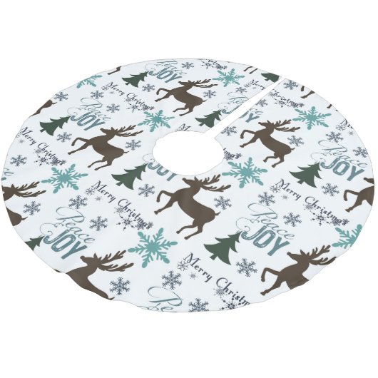 Peace Joy Deer Sneeuwvlokken Kerstbomen Kerstboom Rok (Gekanteld)