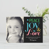 Peace-, Joy- en Love Holiday-fotokaarten Feestdagenkaart (Staand voorkant)