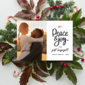 Peace, Joy & Engaged, 2 Photos Custom  Feestdagenkaart