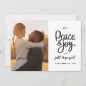 Peace, Joy & Engaged, 2 Photos Custom  Feestdagenkaart (Voorkant)